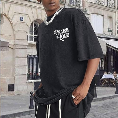 Wedsadl Christian Jesus Shirts for Men Religious Praise The Lord Bible Verse Shirt Oversized Graphic Tees Acid Wash Tshirt thumbnail 3