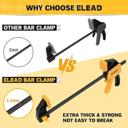 6" Mini Bar Clamps for Woodworking, 4-Piece One-Handed F Clamp/Spreader, 75LBS Load Limit Wood Clamp, Quick Release Grip Clamps for Table Wood Working, Light-duty Tools thumbnail 5