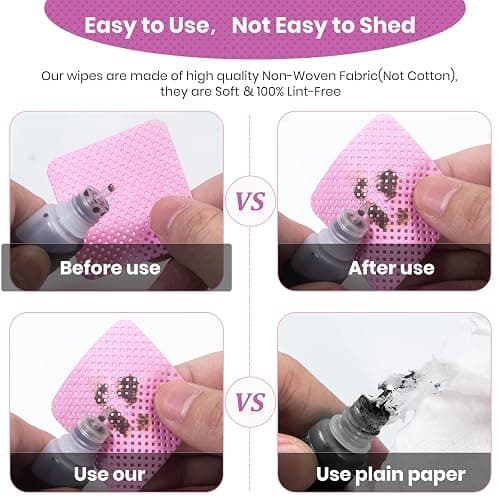 540 PCS Lint Free Nail Wipes, Eyelash Extension Glue Wipes, Super Absorbent Soft Non-woven Fabric Nail Polish Remover Wipes, Cleaning Pad Cloth for Lash Extension Supplies & Nail Polish Bottle(Pink) thumbnail 5