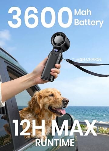 Deyhoc Portable Handheld Turbo Fan, 1-199 Speed Adjustable, Black | 4 IN 1 Pocket Design with LED Display, High-Power Motor, Rechargeable Battery, Mini Fans for Indoor/Outdoor/Travel/Work thumbnail 8