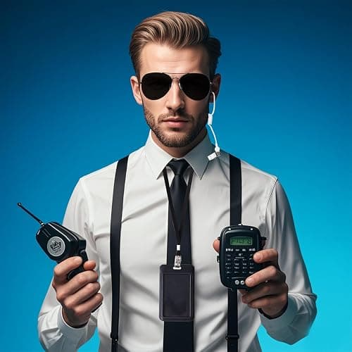phnydreg 8Pcs Agent Costume Accessory Set Secret Security Guard with Adjustable Zipper Ties Black Sunglasses Earpiece and ID Card for Men Boys Halloween Cosplay Party thumbnail 7