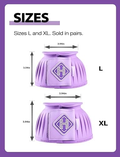 Harrison Howard Rubber Bell Boots Leather Touch-Close Overreach Boots Hoof Protection for Horses Sold in Pairs Violet XL thumbnail 7