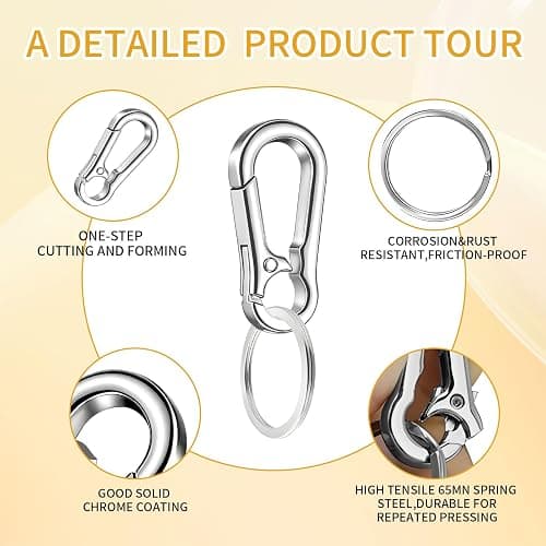 WIVBRNK 4 Pack Keychain, Metal Key Chain, Sturdy Key Ring, Key Rings Key Organizer Keychain Clip Key Chains for Men Women thumbnail 5