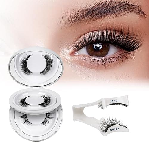 QUEWEL Magnetic Eyelashes 2 Pair Reusable Magnetic Eyelashes with Applicator No Glue Needed Eyelashes Cat Eye Natural Look Lash Clusters Kit Easy to Wear and Remove(A08) - Image 1