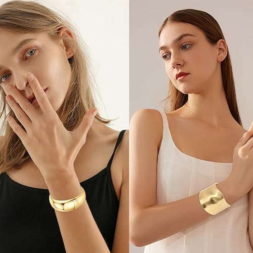 Svovin 1-3PCS Cuff Bracelets for Women Wide Bangle Bracelet Trendy Chunky Bangle Bracelets Irregular Statement Wrist Cuff Wrap Bracelet thumbnail 7