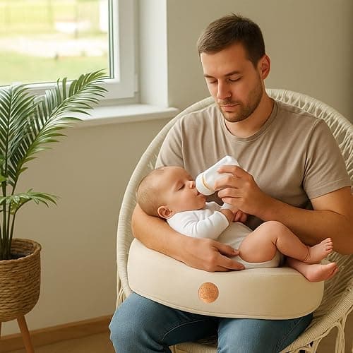 Stillkissen XXL Lagerungskissen für Baby Stillen Nursing Pillow - Schwangerschaftskissen Stillmond Breastfeeding Mond und Kinder Stillhörnchen mit Memory Foam Beige thumbnail 2