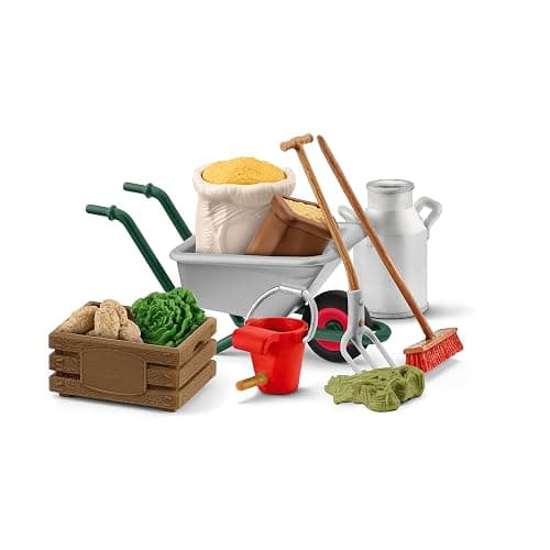 Schleich Farm World Stable Care Accessory Set for Horse and Farm Animal Figurines - 11pc Educational Farm Playset with Wheelbarrow, Pitchfork, and More, Toy for Boys and Girls, Gift for Kids Ages 3+ - Image 1