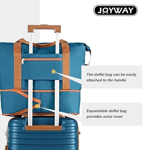 Joyway Carry On Luggage 20 Inch Expandable Suitcase with Spinner Wheel, 4 Piece Hard Shell Luggage Set with TSA Lock(Blue brown) thumbnail 6