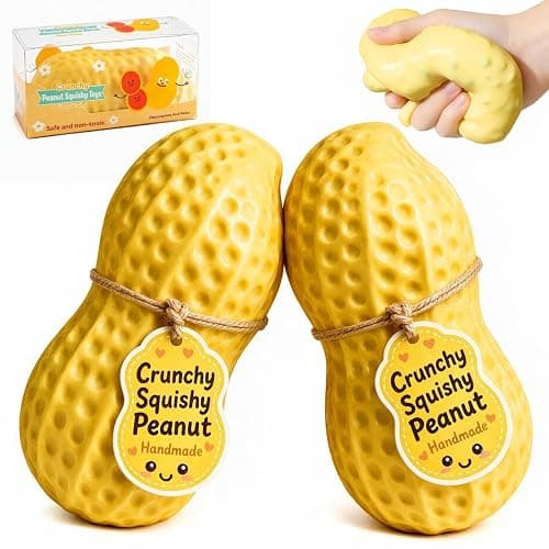 2Pcs Crunchy Peanut Squishy Toys,Slow Rising Fidget Toys for Stress Relief | Soft Stretchy Crunchy Squishies,Squeezy Squishy Toys,Sensory Squeeze Toy for Anxiety Relief,Party Favors Gift for Adults Kids - Image 1