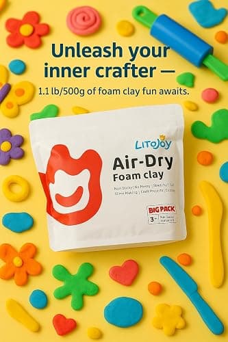 LitoJoy Yellow Air Dry Foam Clay 1.1lbs/500g, Soft & Easy to Mold | Soft, lightweight, non-sticky and stretchy; easy to mold for family crafts, slime, cosplay props, school art and home decor. thumbnail 9