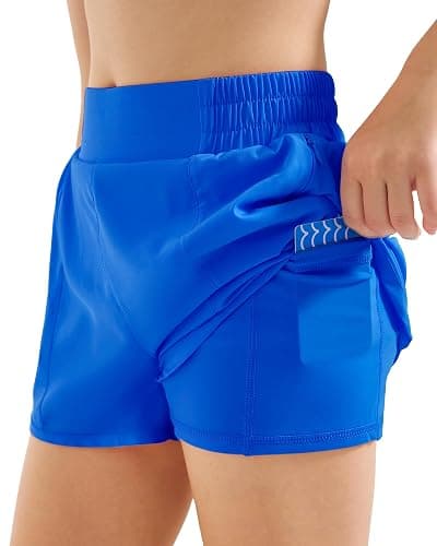 Stelle Girl's Athletic Shorts with Liner Zipper Pockets Elastic Waist Running Shorts Sports Active Shorts for Teen Kids thumbnail 6