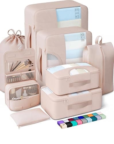 Veken 8 Set Packing Cubes for Travel Essentials,Anti-Wrinkle Buckled Suitcase Organizer for Shoe & Toiletry Bag,Carry On Luggage Bag with 99+ Count Mesh Holes for Airplane & College Dorm Accessories thumbnail 4
