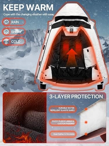 FREE SOLDIER Damen Winterjacke Wasserdicht Atmungsaktiv Warme Fleece Gefütterte Ski Jacke Outdoor Winterregenjacke mit Kapuze und Vollständig Versiegelte Nähte thumbnail 5