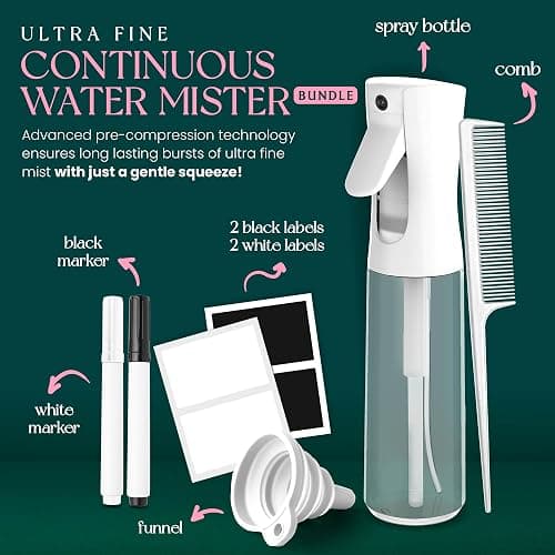 BeautifyBeauties Hair Spray Bottle – Ultra Fine Continuous Water Mister for Hairstyling, Cleaning, Plants, Misting & Skin Care (Clear) thumbnail 2