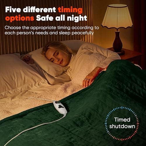 greenoak Heated Blanket Electric Full 72"X84", Heating Blankets with 10 Heat Levels 8 Hours Auto-Off, Soft Flannel Sherpa Fluffy House Warming Gifts for Grandma Seniors Momt, Jade Green thumbnail 4