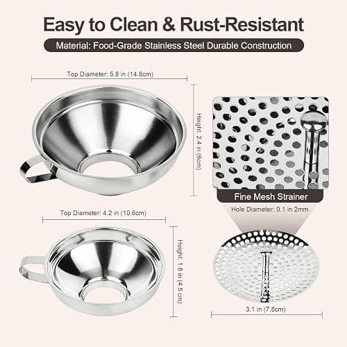 Cuqojs Wide Mouth Canning Funnel for Mason Jars - 3 Pack Stainless Steel Funnels for Kitchen Use & Filling Bottles, Jars, Containers | Durable Canning Supplies & Kitchen Gadgets Set thumbnail 5