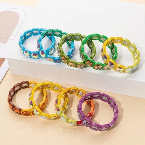 ZYEUGYXA Colorful 15mm Crystal Elastic Bracelet Enamel Stretch Rhinestone Bangle Tile Bead Bracelet For Women thumbnail 8