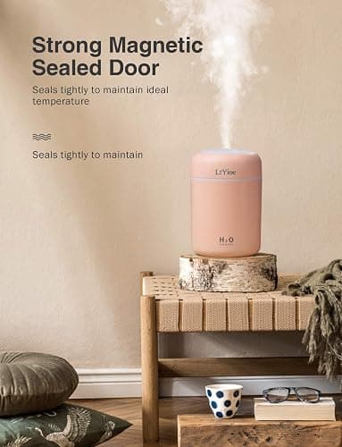 LtYioe Colorful Cool Mini Humidifier, USB Personal Desktop Humidifier for Car, Office Room, Bedroom,etc. Auto Shut-Off, 2 Mist Modes, Super Quiet. (Pink) thumbnail 4