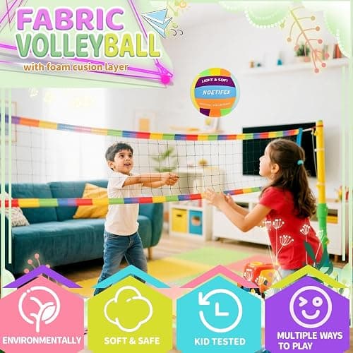 Noetifex Soft Volleyball-Super Soft Fabric Light Volleyball for Indoor Practice Safe and Quiet Kids Youth Beginners House Yard Training Practice Games(Deflated) thumbnail 4