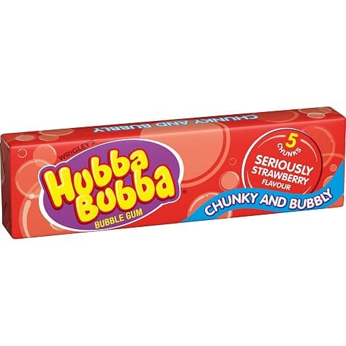 Hubba Bubba Chewing Gum, Seriously Strawberry, 20 Packs of 5 Pieces thumbnail 4