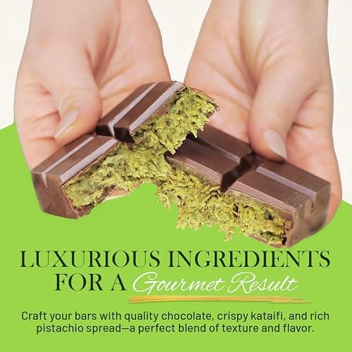 Dubai Chocolate Bar DIY Kit – Includes Mold, 12.3 oz Melting Wafers, 3.5 oz Kataifi, 7 oz Pistachio Spread – Gift Kit for Choco Lovers and Christmas, Make Your Own Gourmet Pistachio Chocolate at Home thumbnail 7