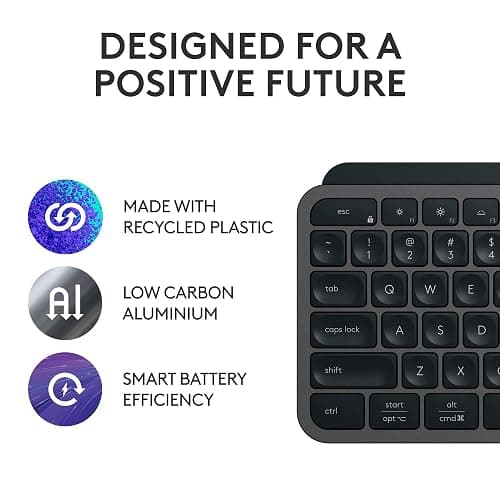 Logitech MX Keys S Wireless Keyboard, Low Profile, Fluid Precise Quiet Typing, Programmable Keys, Backlighting, Bluetooth, USB C Rechargeable, for Windows PC, Linux, Chrome, Mac - Graphite - MX Keys S - Graphite thumbnail 6