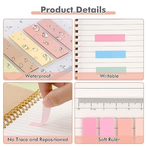 JIANTA Book Tabs for Annotating, 2000Pcs Sticky Tabs with Ruler, Transparent Sticky Notes for Binders, Page Markers for Notebooks, Multi-Colored Writable and Repositionable Book Flags Strip Index Tabs thumbnail 4