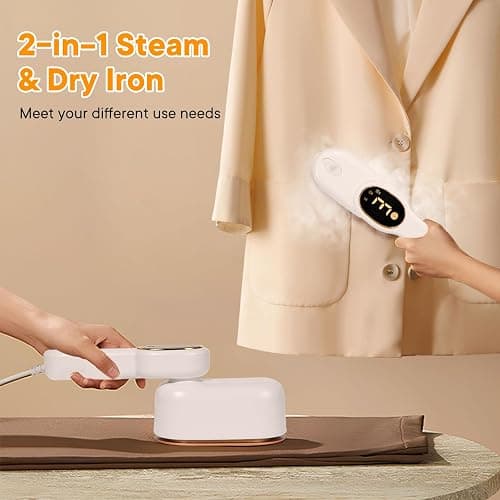 Smart Travel Steamer for Clothes, 1200W Handheld mini travel Steam All-in-One Portable Steamer Iron with LCD Display, 3 Steam Modes & 5s Fast Heat-up, Garment Steamer for Travel, Home, and Office thumbnail 4
