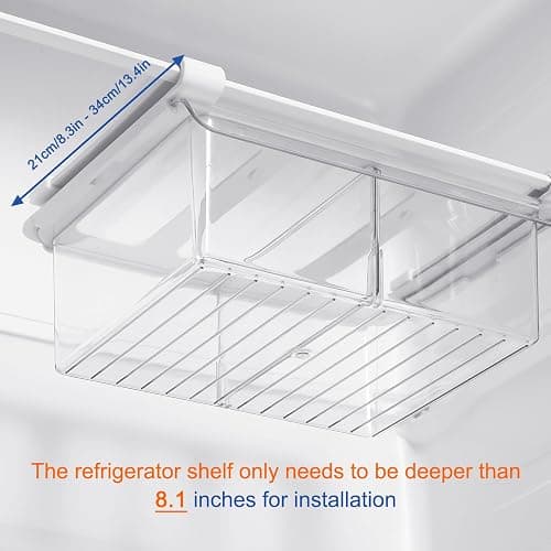 Fridge Drawer Organizer, 2" Height x 8.66" Width, Shallow | Small and Shallow, for Deli Meat and Cheese, Under Shelf Storage Bin, Space Saving Refrigerator Organizer thumbnail 6