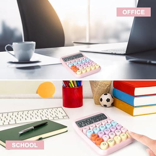 DANRONG Mechanical Switch Calculator with Big Buttons, Calculators Desktop, 12 Digits, Large LCD Display, Desk Calculator, Cute Pink Calculators for Teachers Students Basic Office (Pink) thumbnail 6