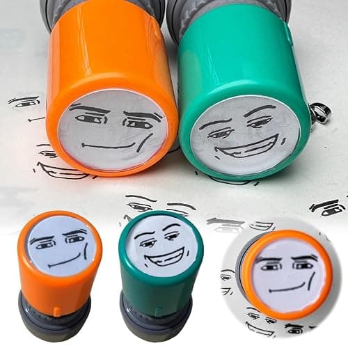 Funny Game Characters Stamp Set, Cute Expressions Photo-Sensitive Seal, Unique Teacher Award Stamps for School, Office, DIY Crafts, Journaling & Scrapbooking (Orange + Green) thumbnail 5