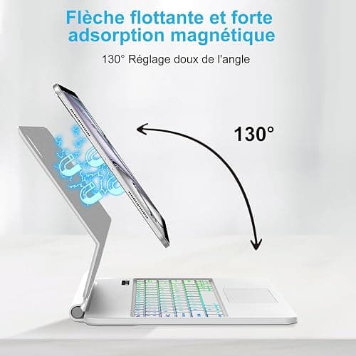 SENGBIRCH Magic Clavier pour iPad Air 13" M3 2025/M2 2024 - AZERTY Français Bluetooth Clavier avec pavé Tactile, Design magnétique Flottant Magic Keyboard, Coque pour iPad Pro 12.9 6e 5e 4e Gén, Blanc thumbnail 6