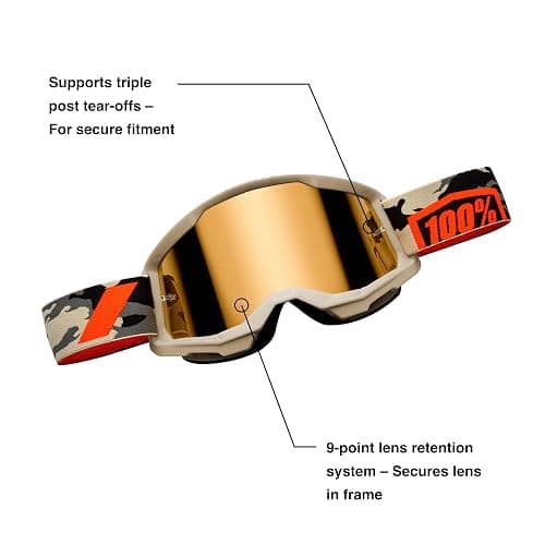 100% Strata 2 Motocross & Mountain Bike Goggles - MX and MTB Racing Protective Eyewear thumbnail 2