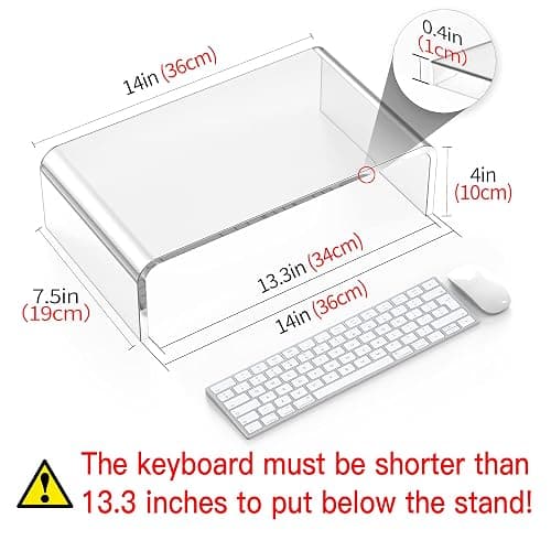 Beimu Acrylic Monitor Stand Riser Acrylic Laptop Stand for Desk Clear Computer Monitor Stand for Desk Accessories White Aesthetic Decorations for Office Home iMac Organizer thumbnail 3
