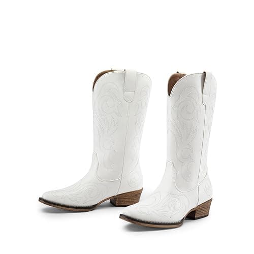 DREAM PAIRS Women's Cowboy Cowgirl Mid Calf Boots | Square Toe Chunky Heel Embroidery Stitched Western Boots,Suitable for Everyday Outfits and Music Festivals thumbnail 5