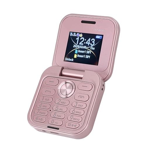 Brrnoo Flip Small Cell Phone Dual Nano SIM Media Player HD Rear Camera LED Flashlight GSM Network Seniors (Pink) thumbnail 2