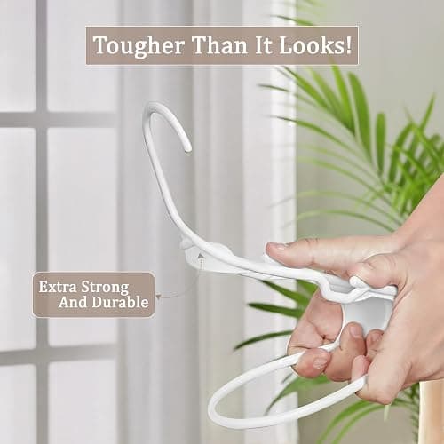 Utopia Home - Plastic Hangers 50 Pack - Space Saving Clothes Hanger - Durable and Strong Closet Organizers and Storage Makes It Ideal Stocking Stuffers or Apartment or Dorm Room Essentials (White) thumbnail 7