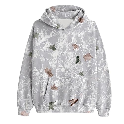 Women's Camo Hoodie Maple Leaf Print Oversized Hooded Sweatshirt Fleece Casual Long Sleeve Pullover Sweatshirts with Pockets thumbnail 4