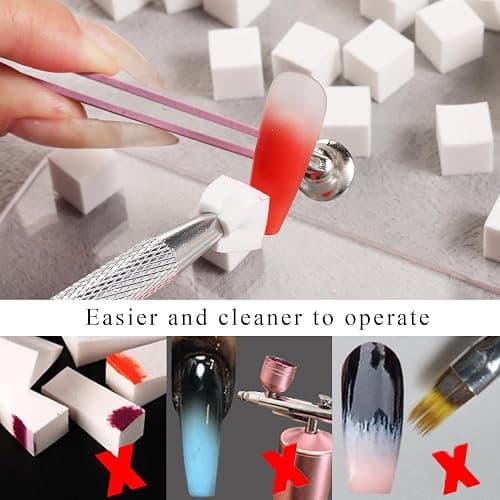 Fcozpjk 150Pcs Soft Nail Sponges for Ombre Mini Nail Art Sponges With Grabbing Pen Aura Nail Gradient Brush for Gel Nail Polish Sponge With 50pcs Disposable Gel Polish Palette Paper thumbnail 4