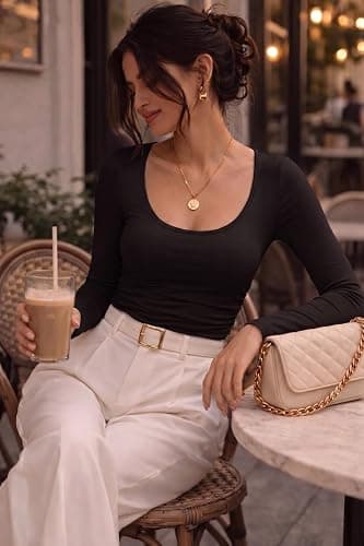 Zeagoo Long Sleeve Shirts for Women Going Out Tops Fall Scoop Neck Tshirts | Womens Tops, Buttery Soft, High Stretch, Fitted Basic Underscrub, Date Night Teacher Outfits, Business Casual Layering Base thumbnail 5
