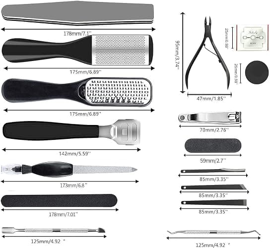 EKOCSIO Professional Pedicure Kit, 36 in 1 Stainless Steel Foot Care Kit Foot Rasp Dead Skin Remover for Home & Salon Care, Black thumbnail 3
