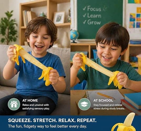 2Pcs Realistic Banana Squishy Toy,Jumbo Squishy, Oversized Squishy Toys for Adults,Soft Scented Stress Relief Toy, Slow Rising Sensory Squeeze thumbnail 4