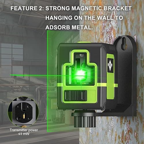 Laser Level with Tripod，Self Leveling Laser Level Green Line Laser Cross Line Laser Leveler Tool for Picture Hanging, Tile, Home Renovation thumbnail 2