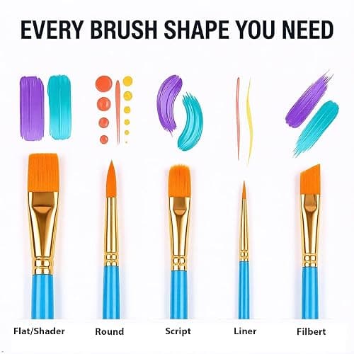 Soucolor Acrylic Paint Brushes Set, 20 Pcs Pointed Tip Artist Paintbrushes | Soft,No-Shed Bristles for Acrylic for Acrylic Oil Watercolor Canvases Rock Nail Miniature Detailing Drawing Art Supplies thumbnail 2