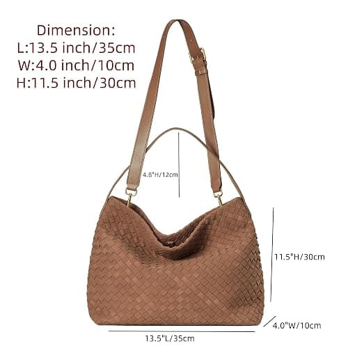 Woven Suede Tote Bag for Women Faux Suede Hobo Bag Slouchy Shoulder Bag Soft Woven Handbag thumbnail 3