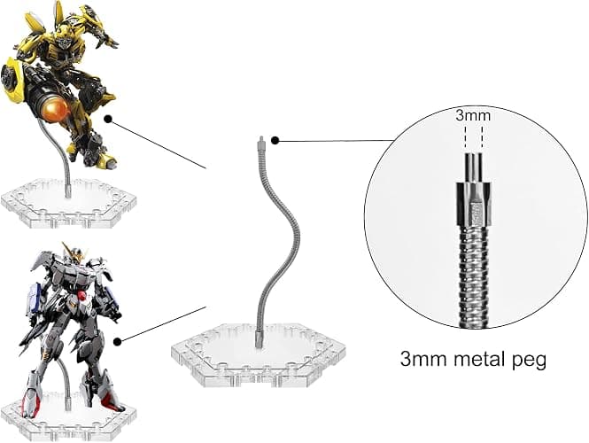Zovelynta 8-Pack Clear Adjustable Action Figure Stand with Metal Clips & Flexible Arms – Action Figure Display Stand for Figures Compatible with Gundam HG/RG/SD 1/144 Scale thumbnail 4