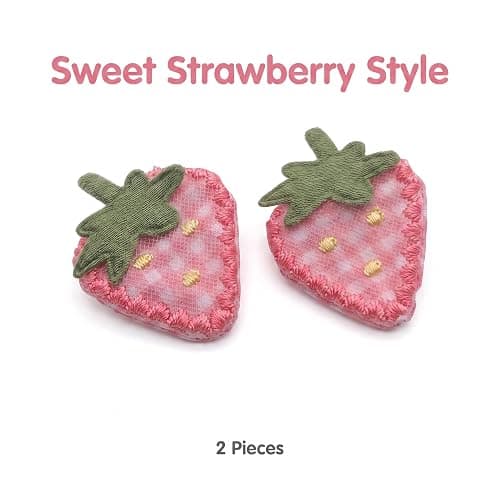 2Pcs Fabric Strawberry Hair Clips for Women Girls Sweet Hairpins Pink Barrettes Duckbill Hair Accessories，Clips and Barrettes thumbnail 2