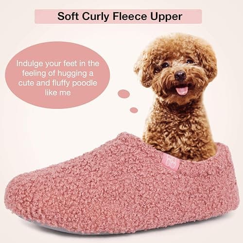 HomeTop Women's Fuzzy Curly Fur Memory Foam Loafer Slippers with Polar Fleece Lining thumbnail 3