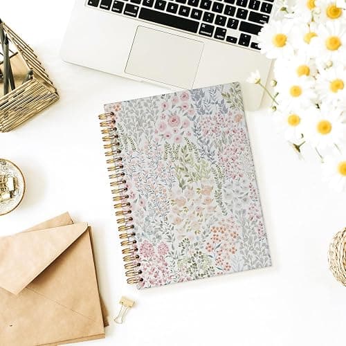 Wheatwin Cute Notebook, Aesthetic Spiral Notebook Journal for Women | Floral Pastel Pretty Hardcover Spiral Notebook for School, Pink Journal for Teen Girls Nurses Teacher 5.5x8.3 thumbnail 2