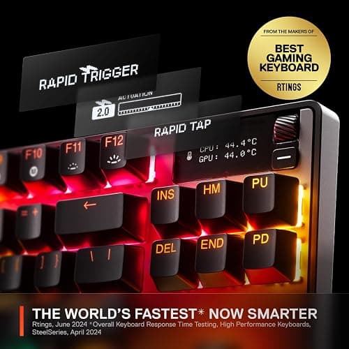 SteelSeries Apex Pro TKL Gen 3 OmniPoint 3.0 HyperMagnetic Switches — Adjustable Actuation — Rapid Trigger — Game-Ready Presets — Protection Mode — Rapid Tap/SOCD — OLED — RGB — PBT Keycaps — USB-C thumbnail 2